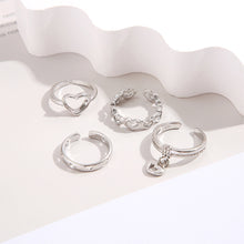 Load image into Gallery viewer, 4pcs/set Hollow Love Rings Simple Creative Rings Set Adjustable Alloy Rings Temperamental Jewelry Accessories for Women
