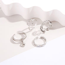 Load image into Gallery viewer, 4pcs/set Hollow Love Rings Simple Creative Rings Set Adjustable Alloy Rings Temperamental Jewelry Accessories for Women

