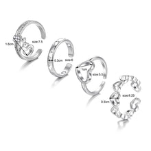 Load image into Gallery viewer, 4pcs/set Hollow Love Rings Simple Creative Rings Set Adjustable Alloy Rings Temperamental Jewelry Accessories for Women
