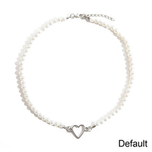 Load image into Gallery viewer, Creative Hollow Heart Pendant Necklace Simple Vintage Alloy Pearl Necklace Clavicle Chain Jewelry Accessory
