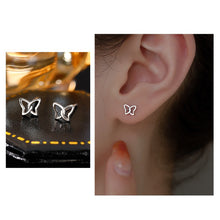 Load image into Gallery viewer, Simple Fashion Hollow Butterfly Earrings Gold Silver Alloy Ear Studs Small Delicate Earrings Jewelry Accessories
