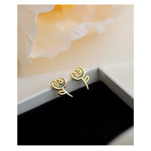 Load image into Gallery viewer, Small Delicate Hollow Tulip Flower Earrings Gold Silver Alloy Ear Studs Earrings Simple Jewelry Accessories
