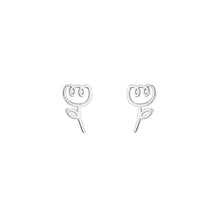 Load image into Gallery viewer, Small Delicate Hollow Tulip Flower Earrings Gold Silver Alloy Ear Studs Earrings Simple Jewelry Accessories
