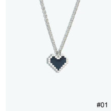 Load image into Gallery viewer, Mosaic Love Pendant Necklace Simple Alloy Pixel Love Couple Necklace Clavicle Chain Jewelry Accessory
