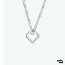Load image into Gallery viewer, Mosaic Love Pendant Necklace Simple Alloy Pixel Love Couple Necklace Clavicle Chain Jewelry Accessory
