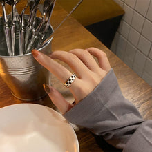 Load image into Gallery viewer, Retro Niche Checkerboard Ring Opening Adjustable Alloy Ring Simple Jewelry Accessory for Women
