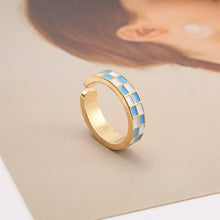Load image into Gallery viewer, Retro Niche Checkerboard Ring Opening Adjustable Alloy Ring Simple Jewelry Accessory for Women
