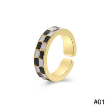 Load image into Gallery viewer, Retro Niche Checkerboard Ring Opening Adjustable Alloy Ring Simple Jewelry Accessory for Women
