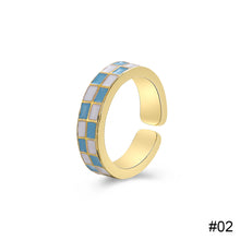 Load image into Gallery viewer, Retro Niche Checkerboard Ring Opening Adjustable Alloy Ring Simple Jewelry Accessory for Women
