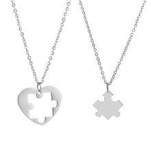 Load image into Gallery viewer, Stainless Steel Block Puzzle Necklace Simple Personalized Love Pendant Couple Necklace Jewelry Gift for Men Women
