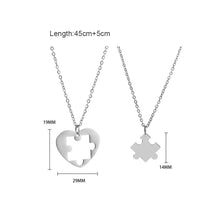 Load image into Gallery viewer, Stainless Steel Block Puzzle Necklace Simple Personalized Love Pendant Couple Necklace Jewelry Gift for Men Women

