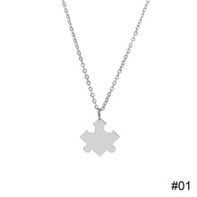 Load image into Gallery viewer, Stainless Steel Block Puzzle Necklace Simple Personalized Love Pendant Couple Necklace Jewelry Gift for Men Women
