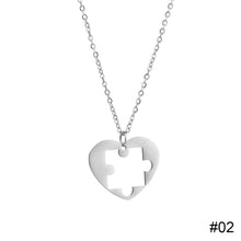 Load image into Gallery viewer, Stainless Steel Block Puzzle Necklace Simple Personalized Love Pendant Couple Necklace Jewelry Gift for Men Women
