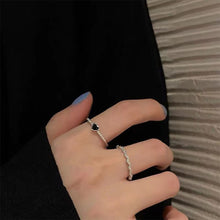 Load image into Gallery viewer, 2pcs/set Black Love Oil Dropping Rings Niche Opening Adjustable Rings Alloy Rings Set Jewelry Accessories
