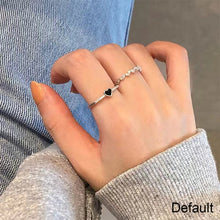 Load image into Gallery viewer, 2pcs/set Black Love Oil Dropping Rings Niche Opening Adjustable Rings Alloy Rings Set Jewelry Accessories
