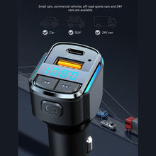Load image into Gallery viewer, Bluetooth 5.0 Car Charger Fast Charging USB Type C Car Phone Charger FM Transmitter Handsfree Cigarette lighter MP3 Music Player
