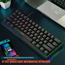 Load image into Gallery viewer, K620 Mini Gaming Mechanical Keyboard 61 Keys RGB Hotswap Type-C Wired Gaming Keyboard PBT Keycaps 60% Ergonomics Keyboards

