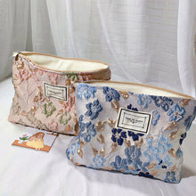 Load image into Gallery viewer, Fashion Relief Flowers Print Cosmetic Bag Canvas Washing Bag Large Capacity Women Travel Cosmetic Pouch Makeup Storage Bags
