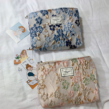 Load image into Gallery viewer, Fashion Relief Flowers Print Cosmetic Bag Canvas Washing Bag Large Capacity Women Travel Cosmetic Pouch Makeup Storage Bags
