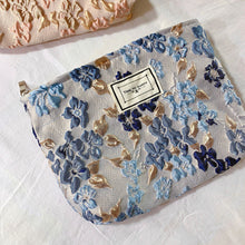 Load image into Gallery viewer, Fashion Relief Flowers Print Cosmetic Bag Canvas Washing Bag Large Capacity Women Travel Cosmetic Pouch Makeup Storage Bags
