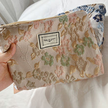 Load image into Gallery viewer, Fashion Relief Flowers Print Cosmetic Bag Canvas Washing Bag Large Capacity Women Travel Cosmetic Pouch Makeup Storage Bags
