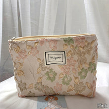 Load image into Gallery viewer, Fashion Relief Flowers Print Cosmetic Bag Canvas Washing Bag Large Capacity Women Travel Cosmetic Pouch Makeup Storage Bags
