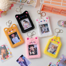 Load image into Gallery viewer, Cute Plush Bear Rabbit Photocard Holder Korea Idol Photocard Protector Case With Keychain For Women Girls ID Card Holder
