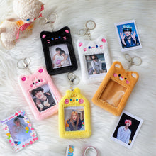 Load image into Gallery viewer, Cute Plush Bear Rabbit Photocard Holder Korea Idol Photocard Protector Case With Keychain For Women Girls ID Card Holder
