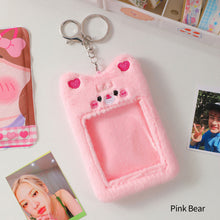 Load image into Gallery viewer, Cute Plush Bear Rabbit Photocard Holder Korea Idol Photocard Protector Case With Keychain For Women Girls ID Card Holder
