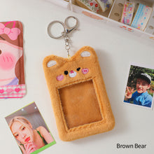Load image into Gallery viewer, Cute Plush Bear Rabbit Photocard Holder Korea Idol Photocard Protector Case With Keychain For Women Girls ID Card Holder

