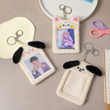 Load image into Gallery viewer, Cute Plush Kitty Puppy Photocard Holder Korea Idol Photocard Protector Case With Keychain For Women Girls ID Card Holder
