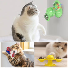 Load image into Gallery viewer, Funny Cat Toy Spinning Windmill with LED Ball Catnip Scratch Hair Brush Intelligence Training Suction Cup Cats Spinner Toy
