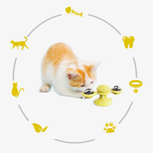 Load image into Gallery viewer, Funny Cat Toy Spinning Windmill with LED Ball Catnip Scratch Hair Brush Intelligence Training Suction Cup Cats Spinner Toy
