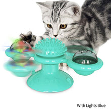 Load image into Gallery viewer, Funny Cat Toy Spinning Windmill with LED Ball Catnip Scratch Hair Brush Intelligence Training Suction Cup Cats Spinner Toy
