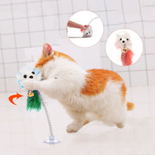 Load image into Gallery viewer, Multicolor Feather Stick Spring Toy Suction With Bell Mouse Cat Interactive Pet Tool Elastic Scratcher Mice Teaser Entertainment
