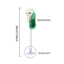 Load image into Gallery viewer, Multicolor Feather Stick Spring Toy Suction With Bell Mouse Cat Interactive Pet Tool Elastic Scratcher Mice Teaser Entertainment
