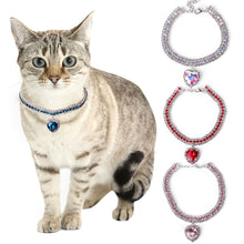 Load image into Gallery viewer, Heart Shape Diamond Inlaid Pet Cat Collar Pets Shiny Crystal Collars Footprints Accessories For Kitten Dog Collar Cat Necklace
