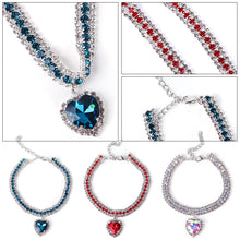Load image into Gallery viewer, Heart Shape Diamond Inlaid Pet Cat Collar Pets Shiny Crystal Collars Footprints Accessories For Kitten Dog Collar Cat Necklace
