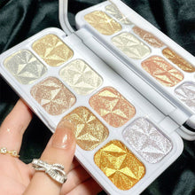 Load image into Gallery viewer, 8 Colors Glitter Highlighter Face Blush Palette Body Shimmer Powder Flash Eyeshadow Brighten Highlight Makeup Cosmetics
