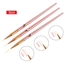 Load image into Gallery viewer, 3pcs/Set Acrylic Stripe Nail Art Line Painting Pen Tips Painting Pen Slim Line Drawing Pen UV Gel Brushes Nail Painting Tools
