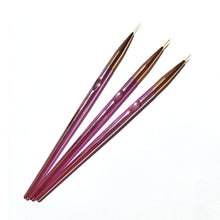 Load image into Gallery viewer, 3pcs/Set Acrylic Stripe Nail Art Line Painting Pen Tips Painting Pen Slim Line Drawing Pen UV Gel Brushes Nail Painting Tools
