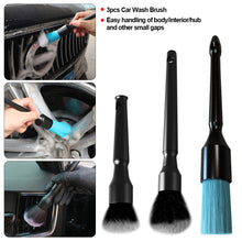 Load image into Gallery viewer, 3Pcs/Set Car Detailing Brush Soft Bristle Car Cleaning Brush Kits Atuo Tire wheel Wash Exterior Accessories Natural Boar Hair
