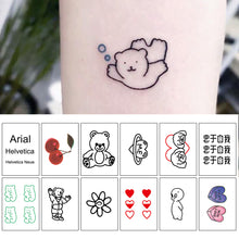 Load image into Gallery viewer, 24pcs/set Cute Line Bear Tattoo Stickers Temporary Body Art Tattoo Waterproof Long Lasting Tattoo Stickers
