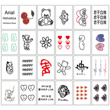 Load image into Gallery viewer, 24pcs/set Cute Line Bear Tattoo Stickers Temporary Body Art Tattoo Waterproof Long Lasting Tattoo Stickers
