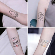 Load image into Gallery viewer, 42pcs/set Cartoon Cute Line Bear Tattoo Stickers Waterproof Long Lasting Tattoo Stickers Temporary Body Art Tattoo
