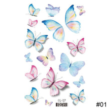 Load image into Gallery viewer, Colorful Butterfly Tattoo Stickers Waterproof Long Lasting Tattoo Stickers Temporary Body Art Tattoo
