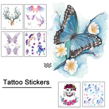 Load image into Gallery viewer, Small Fresh Colorful Tattoo Stickers Butterfly Flower Tattoo Waterproof Long Lasting Tattoo Stickers Temporary Body Art
