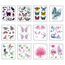 Load image into Gallery viewer, Small Fresh Colorful Tattoo Stickers Butterfly Flower Tattoo Waterproof Long Lasting Tattoo Stickers Temporary Body Art
