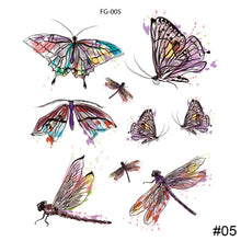 Load image into Gallery viewer, Small Fresh Colorful Tattoo Stickers Butterfly Flower Tattoo Waterproof Long Lasting Tattoo Stickers Temporary Body Art
