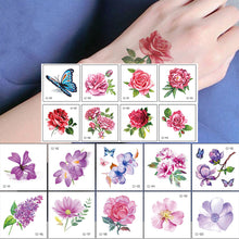 Load image into Gallery viewer, Colorful Small Fresh Flower Tattoo Stickers Temporary Body Art Tattoo Waterproof Long Lasting Tattoo Stickers
